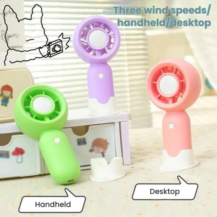 Handheld Rechargeable Fan Outdoor Camping Cooling Fan With Phone Holder Base(Yellow) - Electric Fans by buy2fix | Online Shopping UK | buy2fix