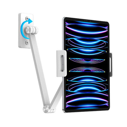 For 4.7-12.9inch Cell Phone Tablet PC Universal Bracket Base 360 Rotation Foldable Wall Mounted Support Holder Clip(White) - Shower & Wall Mounts by buy2fix | Online Shopping UK | buy2fix