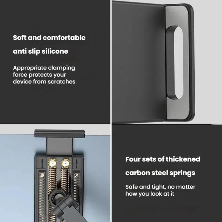 For 4.7-12.9inch Cell Phone Tablet PC Universal Bracket Base 360 Rotation Foldable Wall Mounted Support Holder Clip(Dark Gray) - Shower & Wall Mounts by buy2fix | Online Shopping UK | buy2fix