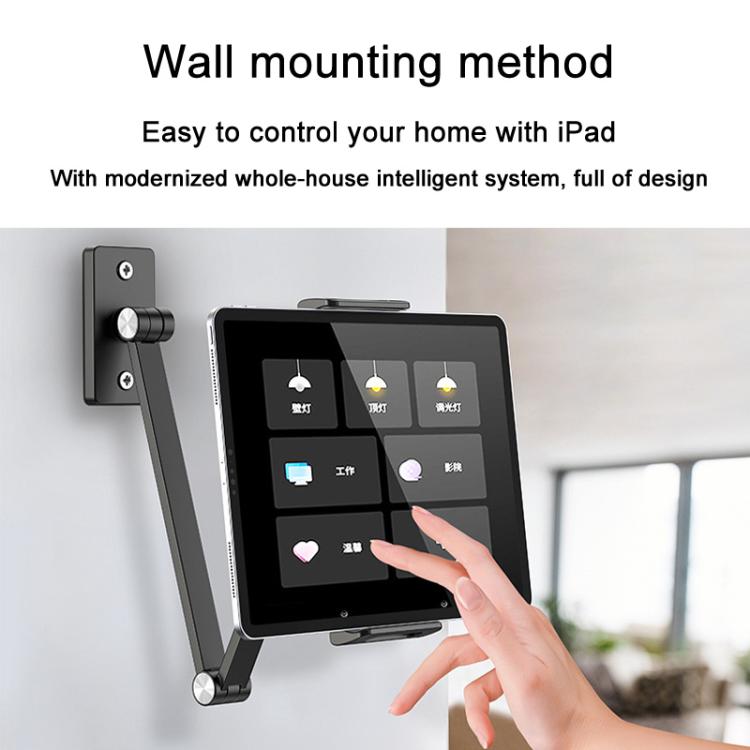 For 4.7-12.9inch Cell Phone Tablet PC Universal Bracket Base 360 Rotation Foldable Wall Mounted Support Holder Clip(Dark Gray) - Shower & Wall Mounts by buy2fix | Online Shopping UK | buy2fix
