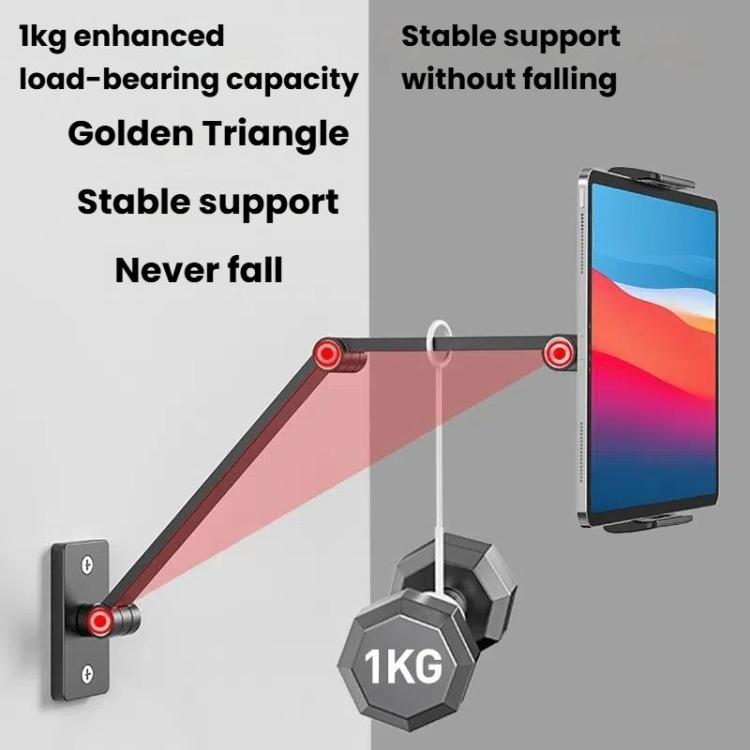 For 4.7-12.9inch Cell Phone Tablet PC Universal Bracket Base 360 Rotation Foldable Wall Mounted Support Holder Clip(Dark Gray) - Shower & Wall Mounts by buy2fix | Online Shopping UK | buy2fix