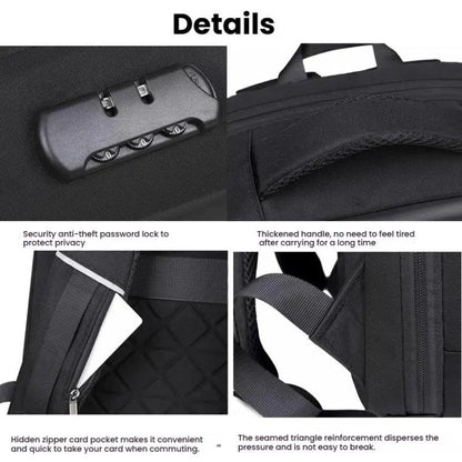 15.6-16.6 Inch Hard Shell Laptop Backpack with USB+Type-C Charging Ports Unisex Anti-Theft  Business Travel Bag Blue - Backpack by buy2fix | Online Shopping UK | buy2fix