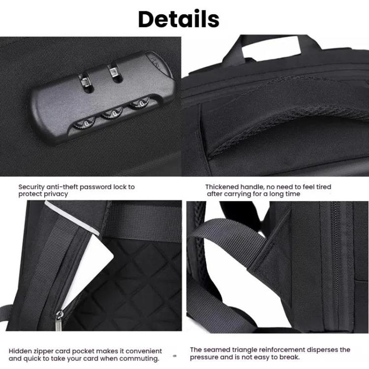 15.6-16.6 Inch Hard Shell Laptop Backpack with USB+Type-C Charging Ports Unisex Anti-Theft  Business Travel Bag Airbag Gray - Backpack by buy2fix | Online Shopping UK | buy2fix