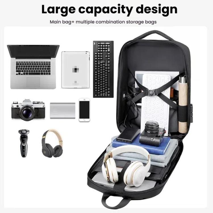 15.6-16.6 Inch Hard Shell Laptop Backpack with USB+Type-C Charging Ports Unisex Anti-Theft  Business Travel Bag Gray - Backpack by buy2fix | Online Shopping UK | buy2fix