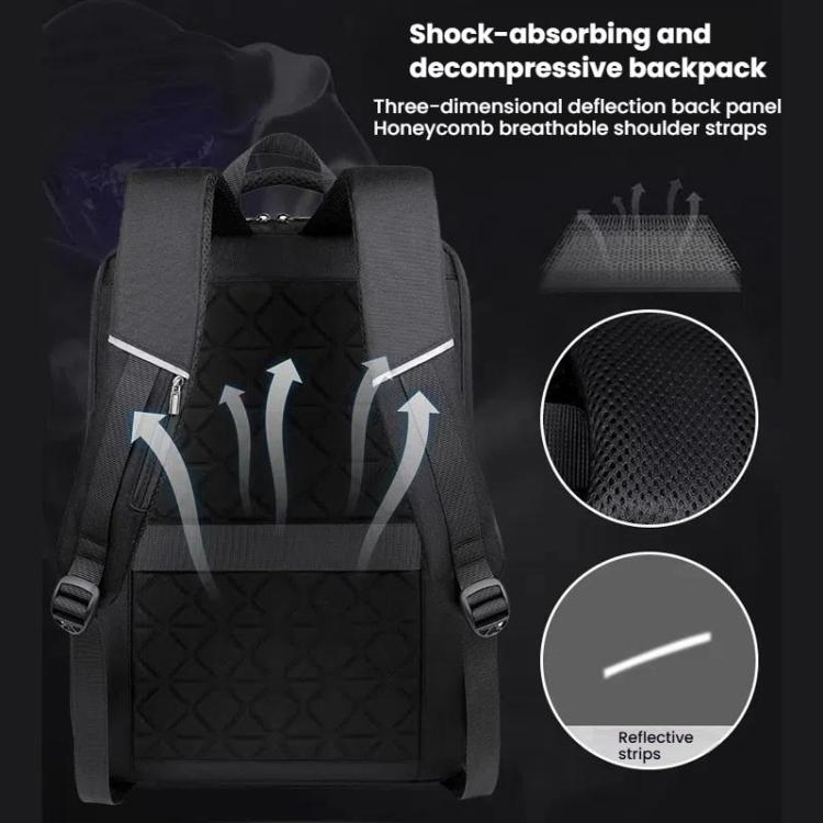 15.6-16.6 Inch Hard Shell Laptop Backpack with USB+Type-C Charging Ports Unisex Anti-Theft  Business Travel Bag Airbag Gray - Backpack by buy2fix | Online Shopping UK | buy2fix
