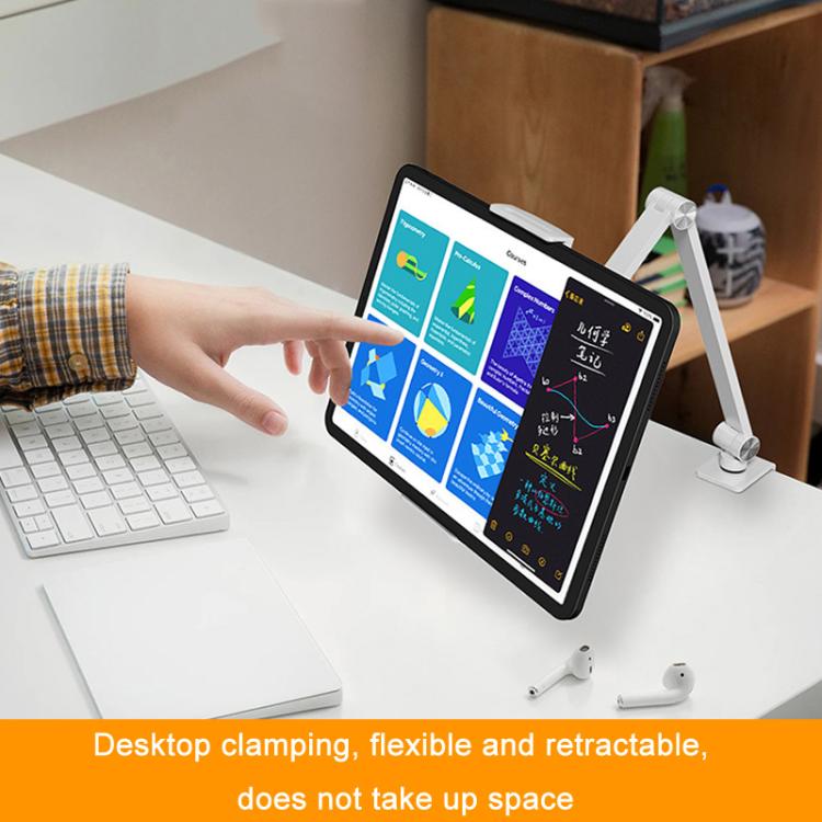 Cell Phone Holder Live Streaming Desktop Folding Phone / Tablet Universal Desk Clip Holder(White) - Lazy Bracket by buy2fix | Online Shopping UK | buy2fix