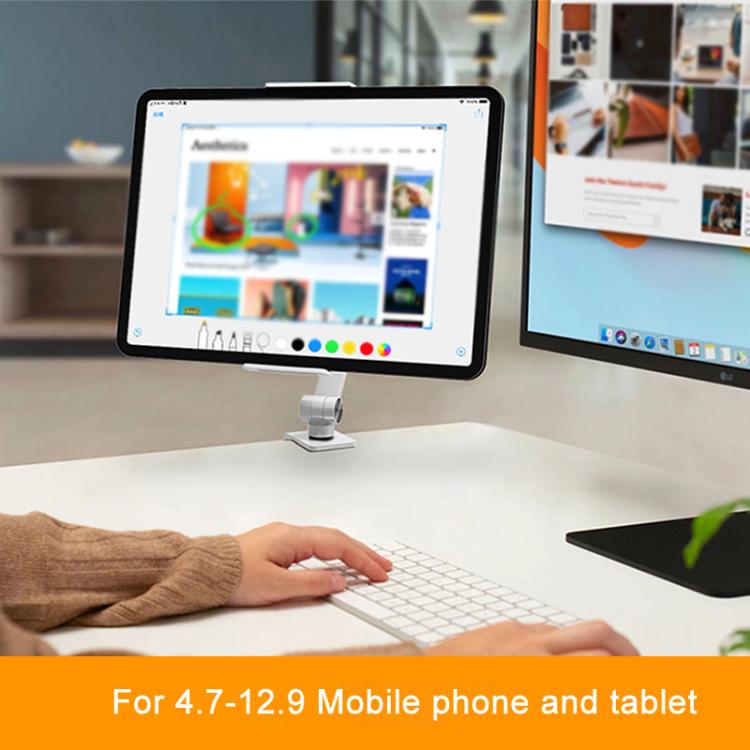 Cell Phone Holder Live Streaming Desktop Folding Phone / Tablet Universal Desk Clip Holder(White) - Lazy Bracket by buy2fix | Online Shopping UK | buy2fix