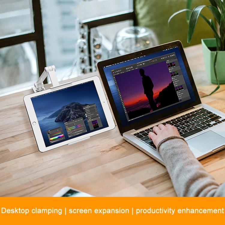 Cell Phone Holder Live Streaming Desktop Folding Phone / Tablet Universal Desk Clip Holder(White) - Lazy Bracket by buy2fix | Online Shopping UK | buy2fix