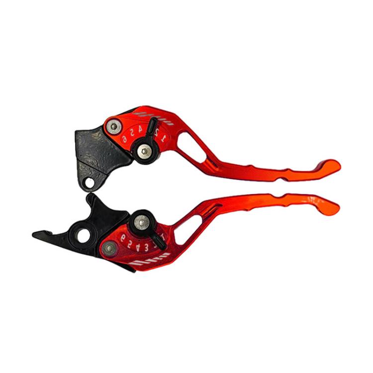 1pair TJSB-032 Aluminum Alloy Left Drum Right Disc Handle Brake Clutch Horn Handlebar Lever(Red) - Motorbike Brakes by buy2fix | Online Shopping UK | buy2fix
