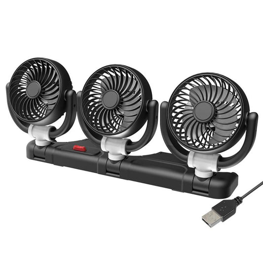 F4505 Car Triple-Head Rotatable Fan Auto 3-Way Folding Fan, Style: USB Port 5V - Heating & Fans by buy2fix | Online Shopping UK | buy2fix