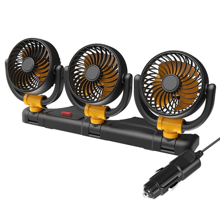 F4505 Car Triple-Head Rotatable Fan Auto 3-Way Folding Fan, Style: Cigarette Lighter Port 12V - Heating & Fans by buy2fix | Online Shopping UK | buy2fix