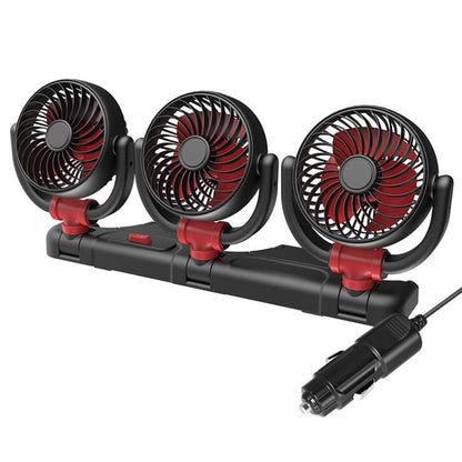 F4505 Car Triple-Head Rotatable Fan Auto 3-Way Folding Fan, Style: Cigarette Lighter Port 24V - Heating & Fans by buy2fix | Online Shopping UK | buy2fix