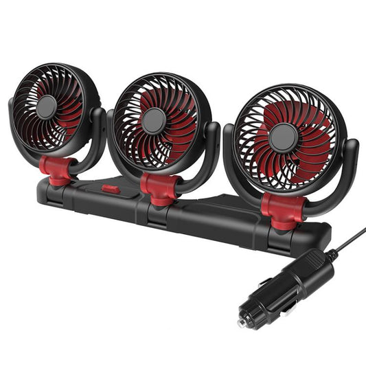 F4505 Car Triple-Head Rotatable Fan Auto 3-Way Folding Fan, Style: Cigarette Lighter Port 24V - Heating & Fans by buy2fix | Online Shopping UK | buy2fix