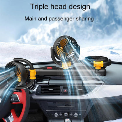 F4505 Car Triple-Head Rotatable Fan Auto 3-Way Folding Fan, Style: Cigarette Lighter Port 24V - Heating & Fans by buy2fix | Online Shopping UK | buy2fix