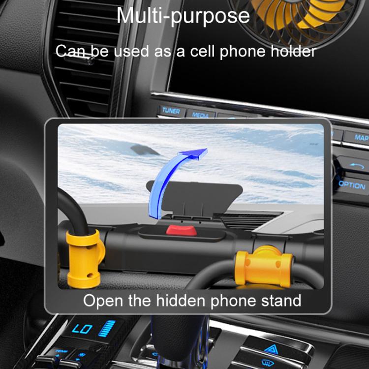 F4505 Car Triple-Head Rotatable Fan Auto 3-Way Folding Fan, Style: Cigarette Lighter Port 24V - Heating & Fans by buy2fix | Online Shopping UK | buy2fix