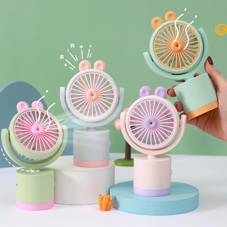 Cartoon Rabbit Desktop Fan USB Charging Handheld Fan Up And Down Adjustable Wind Direction(Green) - Electric Fans by buy2fix | Online Shopping UK | buy2fix