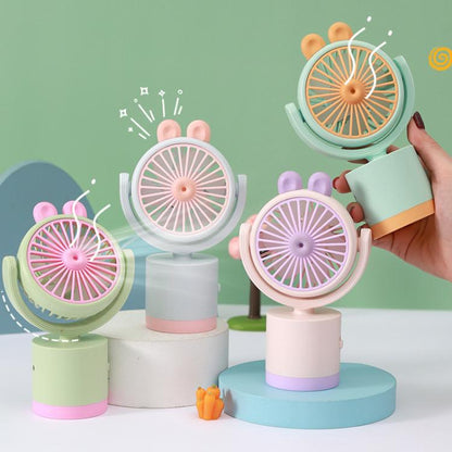 Cartoon Rabbit Desktop Fan USB Charging Handheld Fan Up And Down Adjustable Wind Direction(Green) - Electric Fans by buy2fix | Online Shopping UK | buy2fix