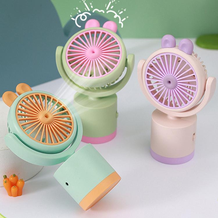 Cartoon Rabbit Desktop Fan USB Charging Handheld Fan Up And Down Adjustable Wind Direction(Green) - Electric Fans by buy2fix | Online Shopping UK | buy2fix