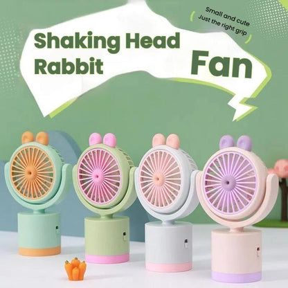 Cartoon Rabbit Desktop Fan USB Charging Handheld Fan Up And Down Adjustable Wind Direction(Green) - Electric Fans by buy2fix | Online Shopping UK | buy2fix