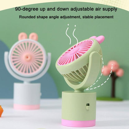 Cartoon Rabbit Desktop Fan USB Charging Handheld Fan Up And Down Adjustable Wind Direction(Pink) - Electric Fans by buy2fix | Online Shopping UK | buy2fix