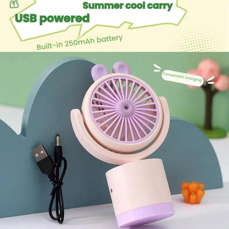 Cartoon Rabbit Desktop Fan USB Charging Handheld Fan Up And Down Adjustable Wind Direction(Light Blue) - Electric Fans by buy2fix | Online Shopping UK | buy2fix