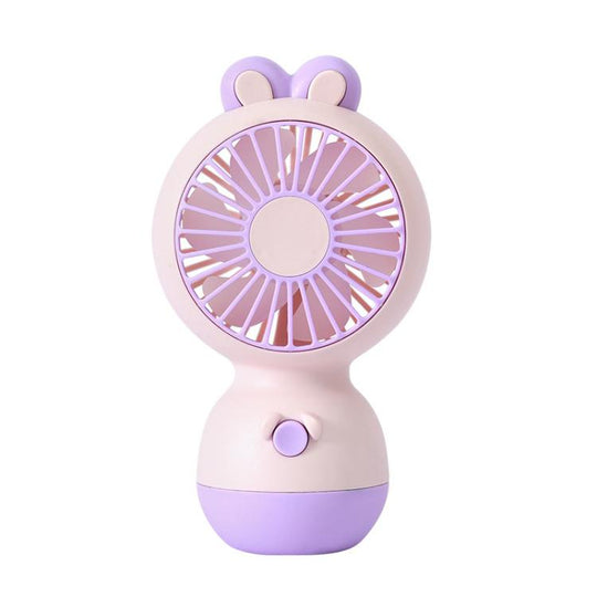 Cute Cartoon Rabbit Desktop Fan Children Summer Cool Gifts Handheld Rechargeable Fan(Pink)