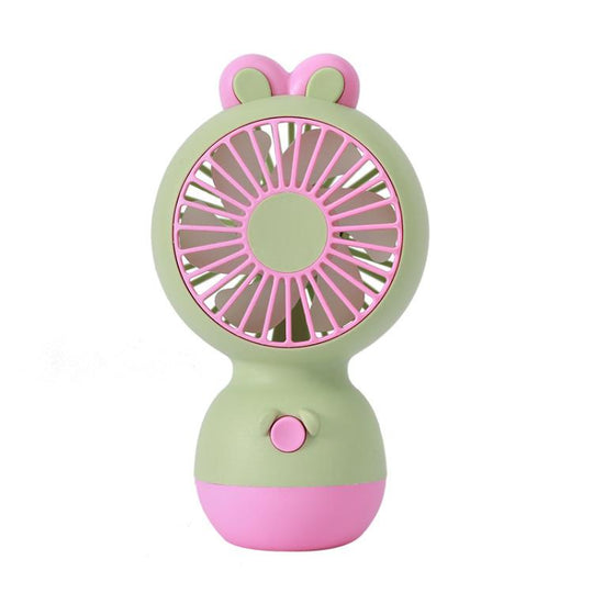 Cute Cartoon Rabbit Desktop Fan Children Summer Cool Gifts Handheld Rechargeable Fan(Green)