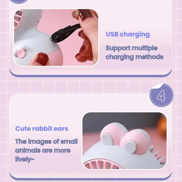 Cute Cartoon Rabbit Desktop Fan Children Summer Cool Gifts Handheld Rechargeable Fan(Pink) - Electric Fans by buy2fix | Online Shopping UK | buy2fix