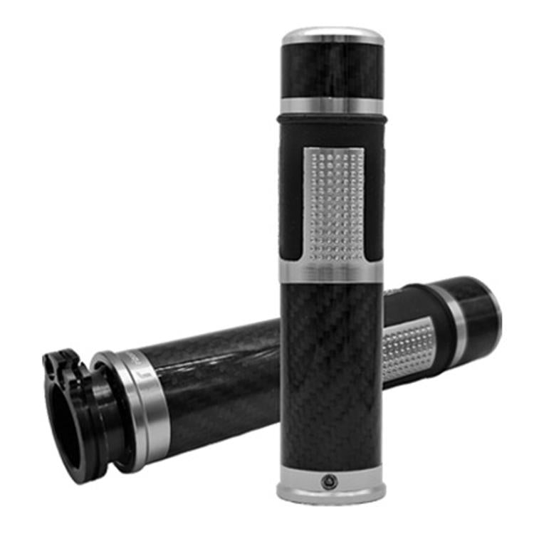 1pair Universal Motorcycle Carbon Fiber Grip Cover Throttle Turn Decorative Cover(Silver) - Grips by buy2fix | Online Shopping UK | buy2fix