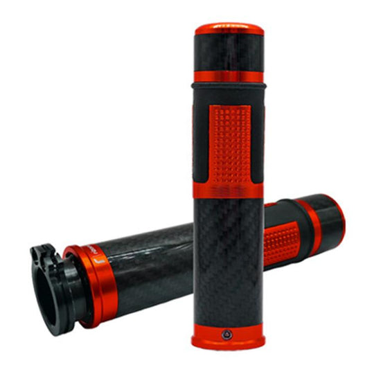 1pair Universal Motorcycle Carbon Fiber Grip Cover Throttle Turn Decorative Cover(Red)