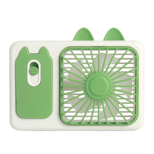 Cute Cartoon Kitten Camera Handheld Large Wind Rechargeable Fan With Stand Desktop Fan(Green) - Electric Fans by buy2fix | Online Shopping UK | buy2fix