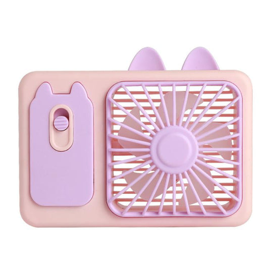 Cute Cartoon Kitten Camera Handheld Large Wind Rechargeable Fan With Stand Desktop Fan(Purple) - Electric Fans by buy2fix | Online Shopping UK | buy2fix