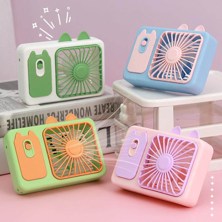 Cute Cartoon Kitten Camera Handheld Large Wind Rechargeable Fan With Stand Desktop Fan(Purple) - Electric Fans by buy2fix | Online Shopping UK | buy2fix