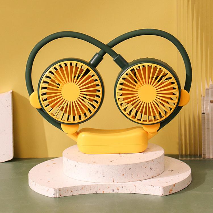 Outdoor Folding Mini Neck Fan Portable USB Rechargeable Summer Gift Fan, Color: Bear Green - Electric Fans by buy2fix | Online Shopping UK | buy2fix
