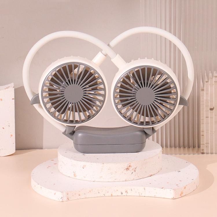 Outdoor Folding Mini Neck Fan Portable USB Rechargeable Summer Gift Fan, Color: Devil Gray White - Electric Fans by buy2fix | Online Shopping UK | buy2fix