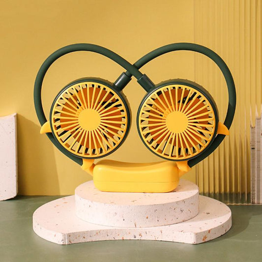 Outdoor Folding Mini Neck Fan Portable USB Rechargeable Summer Gift Fan, Color: Devil Green - Electric Fans by buy2fix | Online Shopping UK | buy2fix