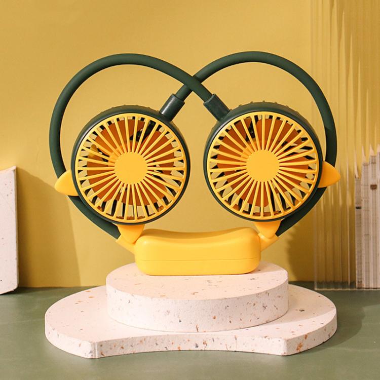 Outdoor Folding Mini Neck Fan Portable USB Rechargeable Summer Gift Fan, Color: Cat Ears Green - Electric Fans by buy2fix | Online Shopping UK | buy2fix