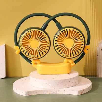 Outdoor Folding Mini Neck Fan Portable USB Rechargeable Summer Gift Fan, Color: Deer Green - Electric Fans by buy2fix | Online Shopping UK | buy2fix