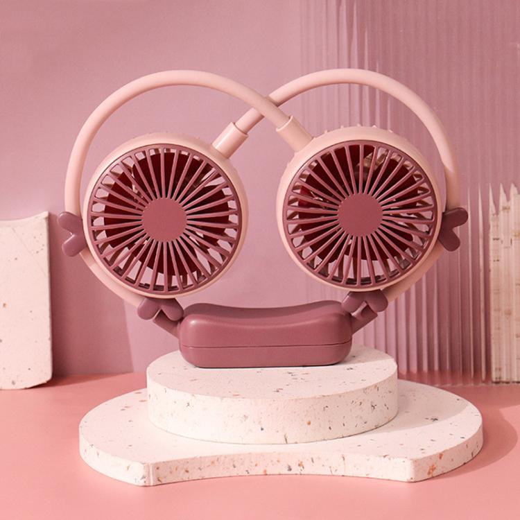 Outdoor Folding Mini Neck Fan Portable USB Rechargeable Summer Gift Fan, Color: Deer Pink Purple - Electric Fans by buy2fix | Online Shopping UK | buy2fix