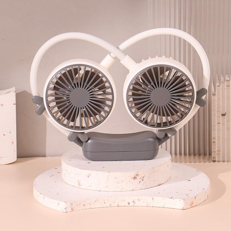 Outdoor Folding Mini Neck Fan Portable USB Rechargeable Summer Gift Fan, Color: Deer Gray White - Electric Fans by buy2fix | Online Shopping UK | buy2fix