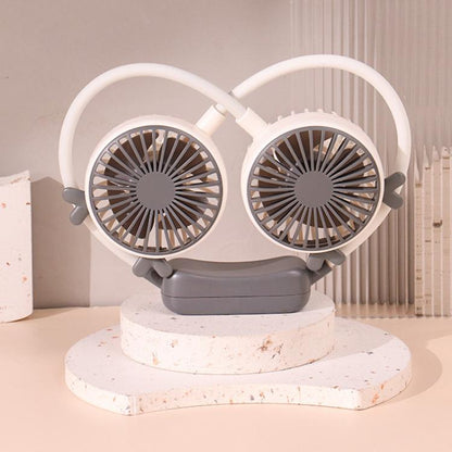 Outdoor Folding Mini Neck Fan Portable USB Rechargeable Summer Gift Fan, Color: Deer Gray White - Electric Fans by buy2fix | Online Shopping UK | buy2fix