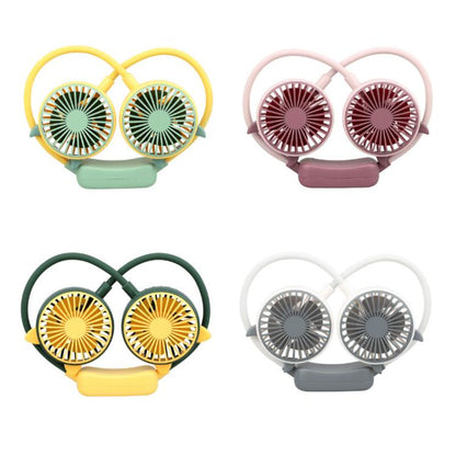 Outdoor Folding Mini Neck Fan Portable USB Rechargeable Summer Gift Fan, Color: Devil Green - Electric Fans by buy2fix | Online Shopping UK | buy2fix