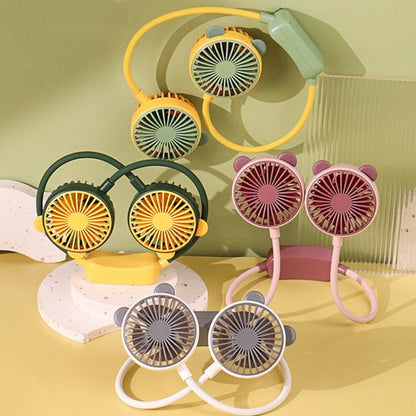 Outdoor Folding Mini Neck Fan Portable USB Rechargeable Summer Gift Fan, Color: Devil Pink Purple - Electric Fans by buy2fix | Online Shopping UK | buy2fix