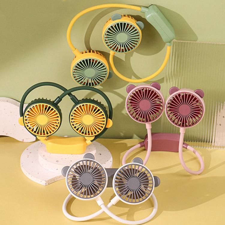 Outdoor Folding Mini Neck Fan Portable USB Rechargeable Summer Gift Fan, Color: Cat Ears Pink Purple - Electric Fans by buy2fix | Online Shopping UK | buy2fix
