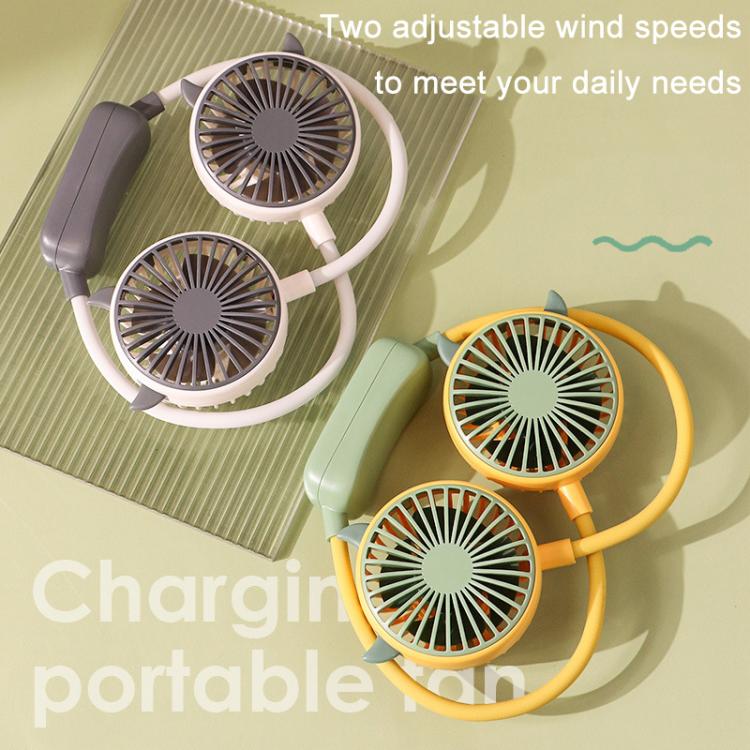 Outdoor Folding Mini Neck Fan Portable USB Rechargeable Summer Gift Fan, Color: Deer Green - Electric Fans by buy2fix | Online Shopping UK | buy2fix