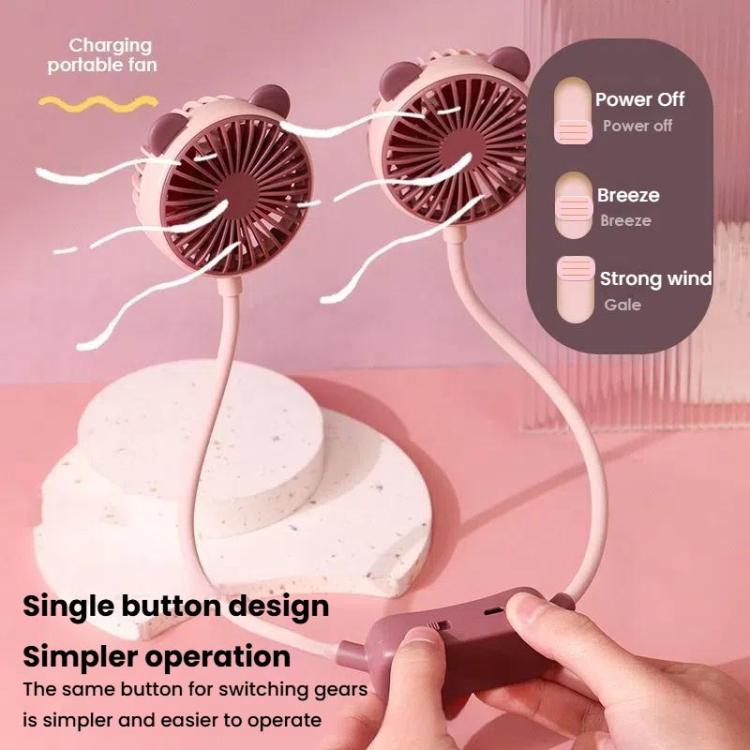 Outdoor Folding Mini Neck Fan Portable USB Rechargeable Summer Gift Fan, Color: Devil Green - Electric Fans by buy2fix | Online Shopping UK | buy2fix