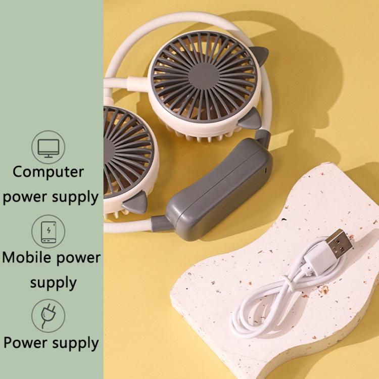 Outdoor Folding Mini Neck Fan Portable USB Rechargeable Summer Gift Fan, Color: Bear Green - Electric Fans by buy2fix | Online Shopping UK | buy2fix