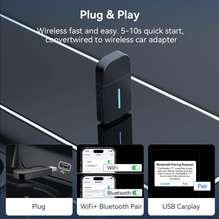 Car Wired Dual-port CarPlay/Android 2 in 1 Converts To Wireless Box - Bluetooth Adapters by buy2fix | Online Shopping UK | buy2fix