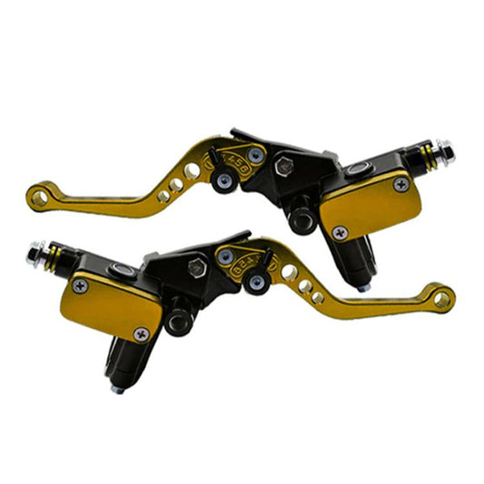 1pair Universal Aluminum Alloy Left and Right Hydraulic Clutch Motorcycle Brake Pump(Gold) - Motorbike Brakes by buy2fix | Online Shopping UK | buy2fix