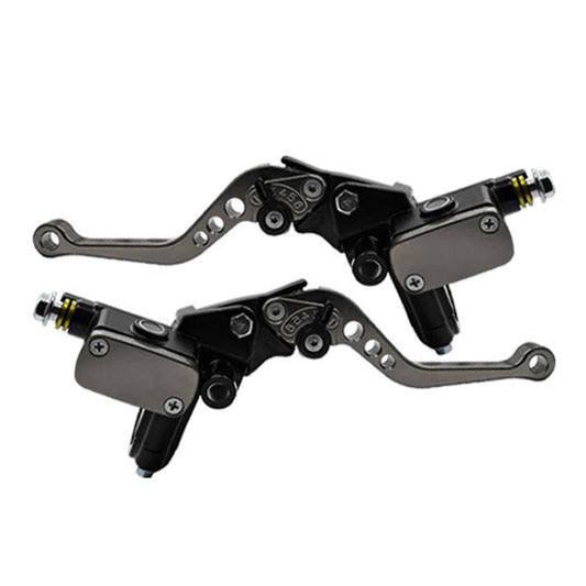 1pair Universal Aluminum Alloy Left and Right Hydraulic Clutch Motorcycle Brake Pump(Titanium) - Motorbike Brakes by buy2fix | Online Shopping UK | buy2fix